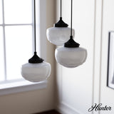 Hunter Saddle Creek 3-Light Noble Bronze Transitional Opal Glass LED Small Hanging