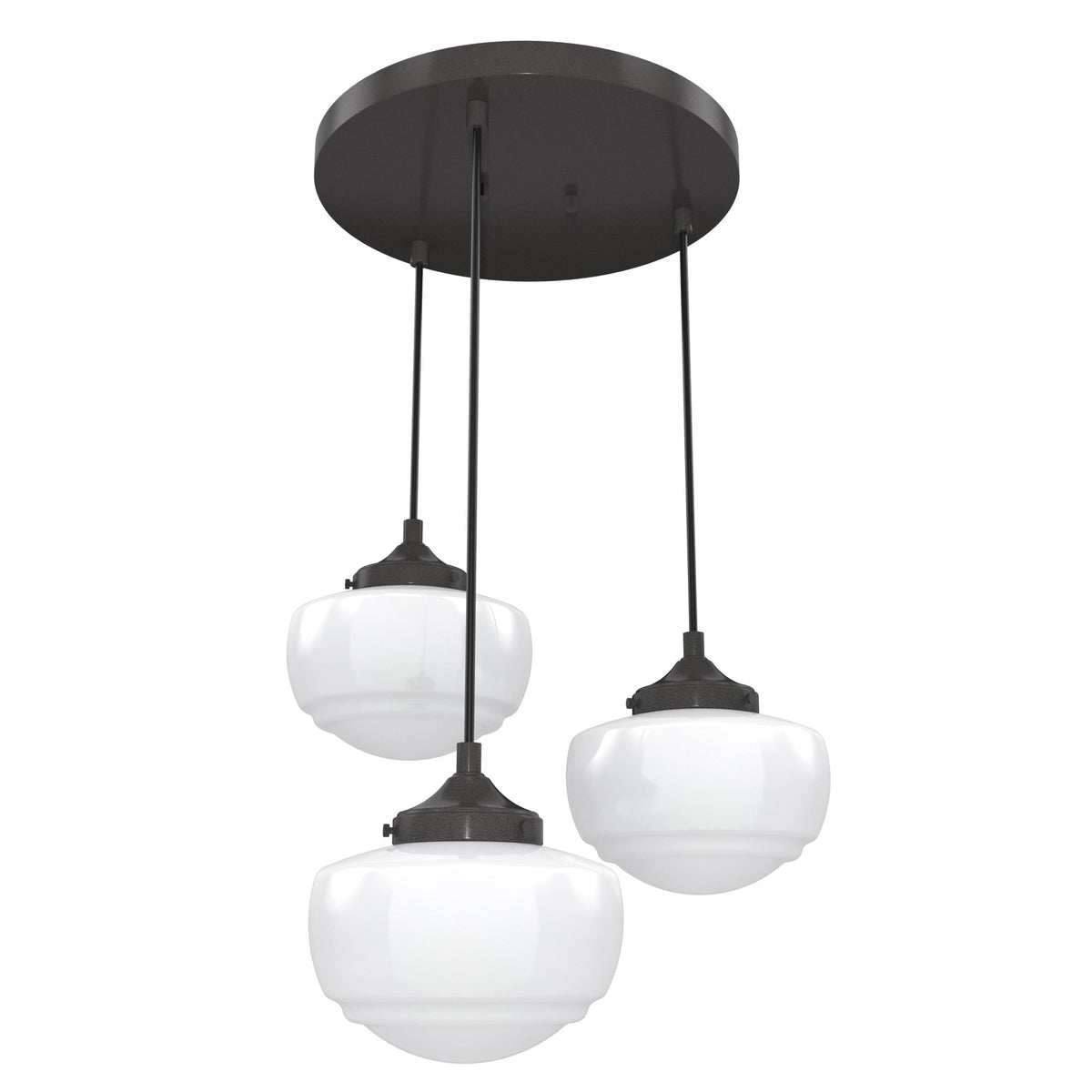 Hunter Saddle Creek 3-Light Noble Bronze Transitional Opal Glass LED Small Hanging