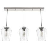 Hunter Vidria 3-Light Brushed Nickel Modern/Contemporary Clear Glass Linear LED Large Hanging