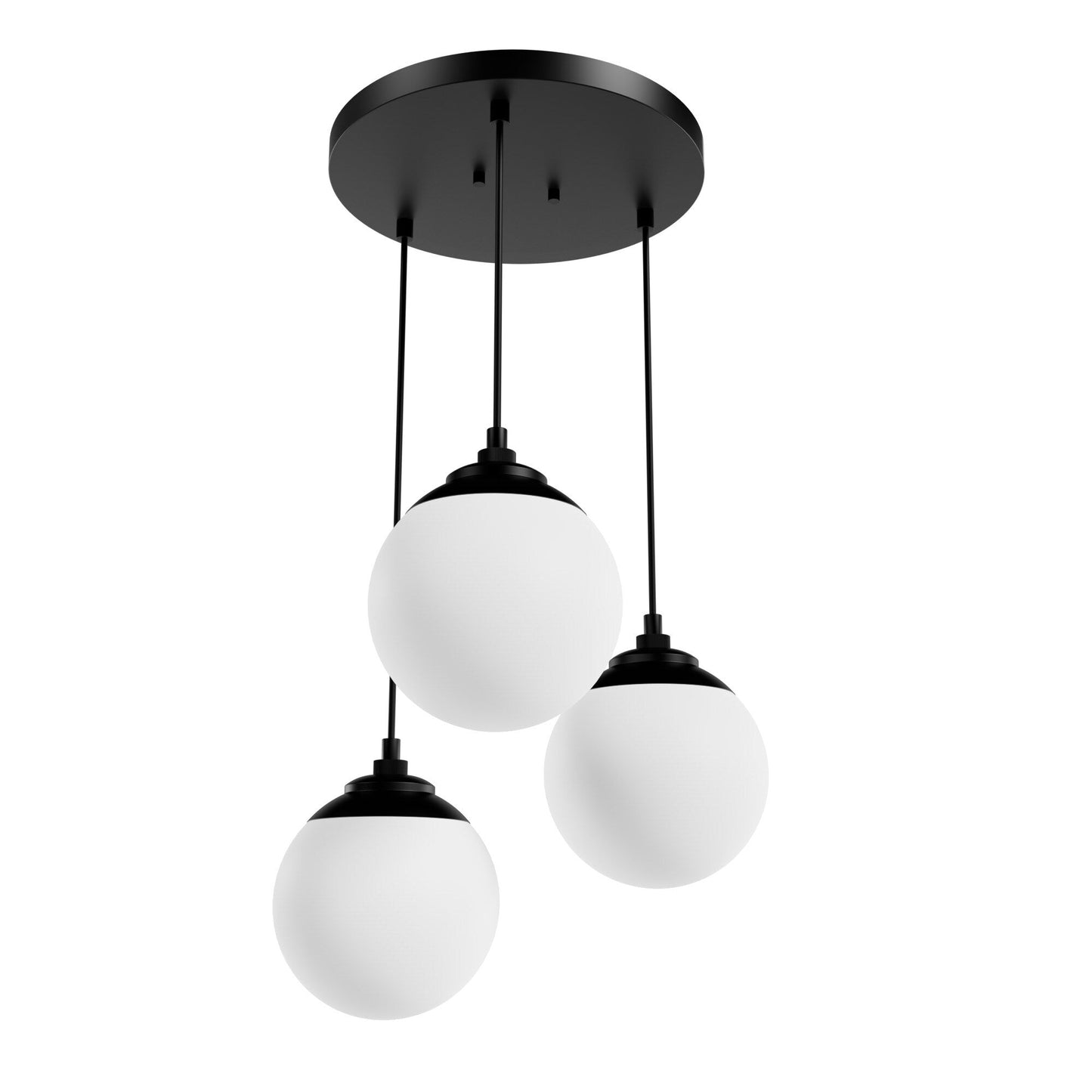 Hunter Hepburn 3-Light Matte Black Mid-century Globe LED Mini Hanging