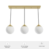 Hunter Hepburn 3-Light Painted Modern Brass Mid-century Globe LED Large Hanging