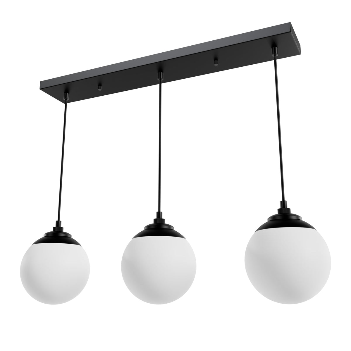 Hunter Hepburn 3-Light Matte Black Glam Globe LED Large Hanging