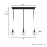 Hunter Maple Park 3-Light Noble Bronze Transitional Clear Glass Linear LED Large Hanging