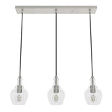 Hunter Maple Park 3-Light Brushed Nickel Transitional Clear Glass Linear LED Large Hanging