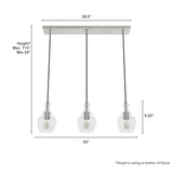 Hunter Maple Park 3-Light Brushed Nickel Transitional Clear Glass Linear LED Large Hanging