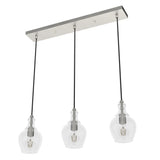 Hunter Maple Park 3-Light Brushed Nickel Transitional Clear Glass Linear LED Large Hanging