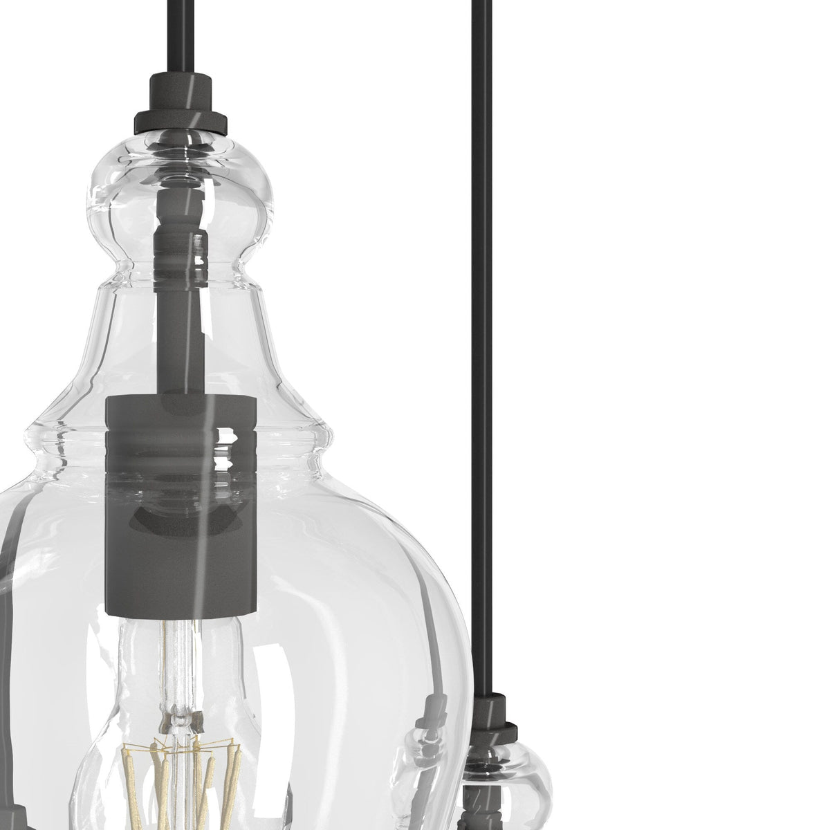 Hunter Maple Park 3-Light Noble Bronze Transitional Clear Glass LED Small Hanging