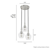Hunter Maple Park 3-Light Brushed Nickel Transitional Clear Glass LED Small Hanging