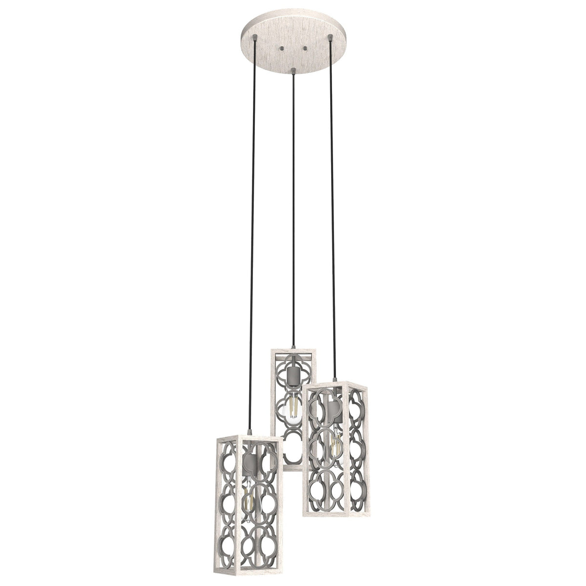 Hunter Gablecrest 3-Light Distressed White Transitional Tiered LED Small Hanging