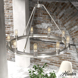 Hunter Saddlewood 9-Light Brushed Nickel Transitional Led Bare Bulb Chandelier