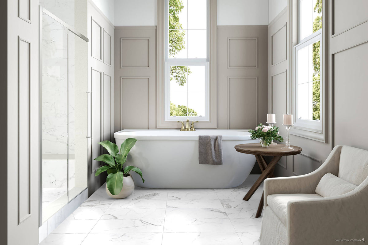 Satori Statuario Matte 12-in x 24-in Porcelain Marble-Look Floor & Wall Tile, Rectified Edge
