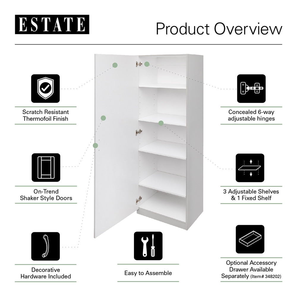 Estate 23.75-in W x 70.375-in H Wood Composite Gray Wall-mount Utility Storage Cabinet