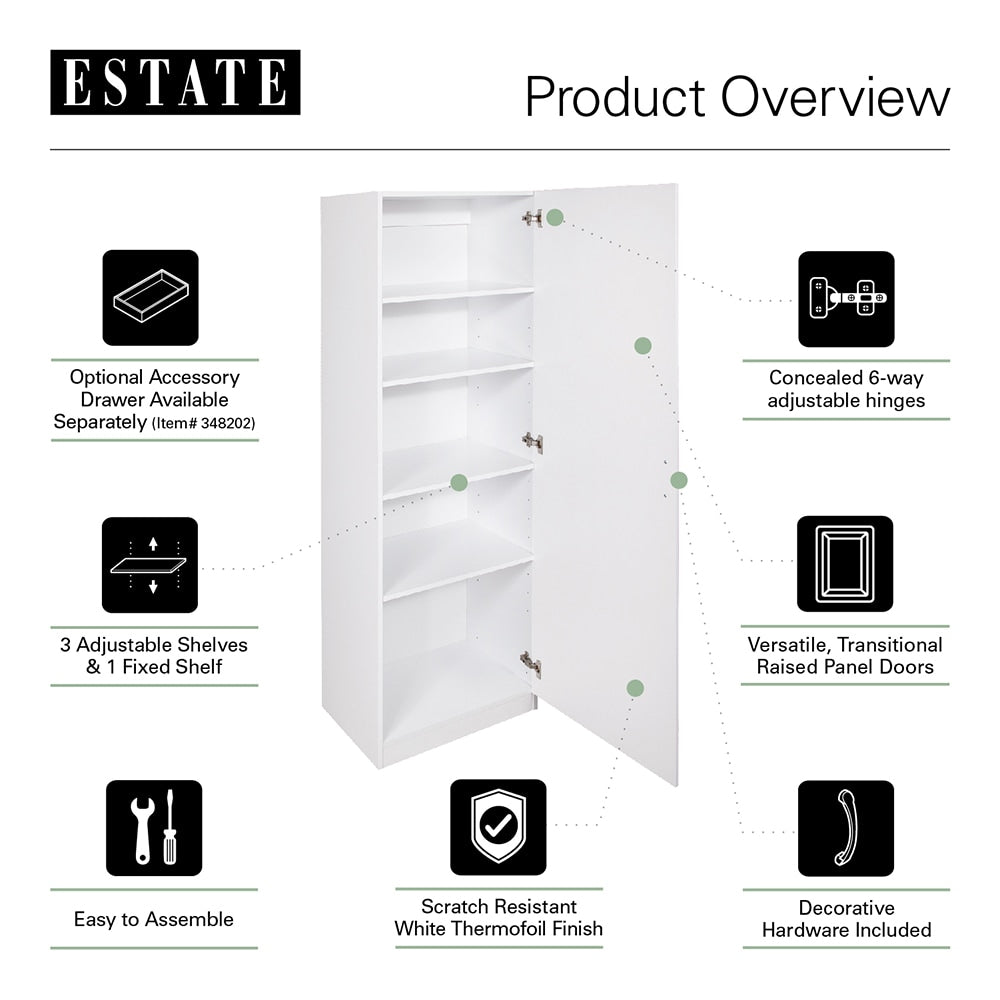 Estate 23.75-in W x 70.375-in H Wood Composite White Wall-mount Utility Storage Cabinet