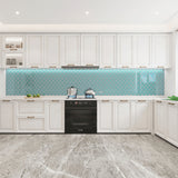 Giorbello Arabesque Mosaic Teal 4-in x 4-in Glossy Glass Wall Tile (7.89-sq. ft/ Carton)