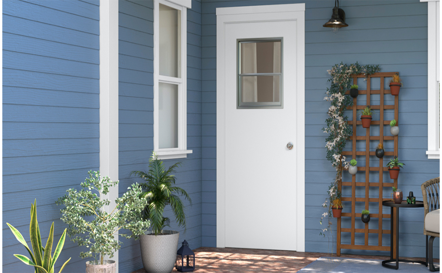 RELIABILT 30-in x 80-in Primed Half Lite Slab Front Door with Clear Glass