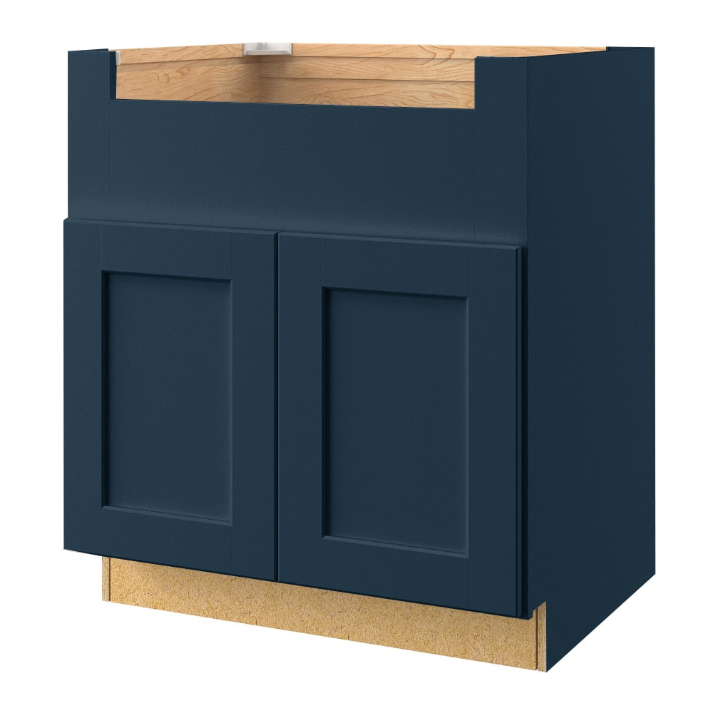 allen + roth Port 36-in W x 34.5-in H x 24-in D Navy Apron Front Sink Base Fully Assembled Cabinet (Flat Panel Shaker Style)