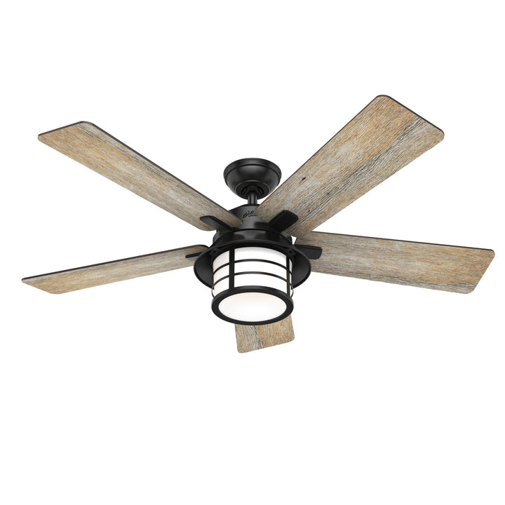 Hunter Lantern Bay 54-in Matte Black LED Indoor/Outdoor Ceiling Fan with Remote (5-Blade)