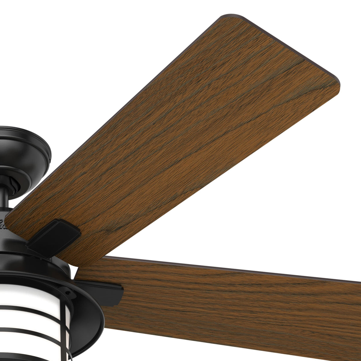 Hunter Lantern Bay LED 54-in Matte Black Indoor/Outdoor Ceiling Fan with Light and Remote, 5-Blade