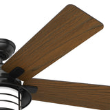 Hunter Lantern Bay LED 54-in Matte Black Indoor/Outdoor Ceiling Fan with Light and Remote, 5-Blade