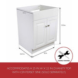 Wyndham 24 in. W x 21 in. D Vanity Cabinet Only in White Semi-Gloss
