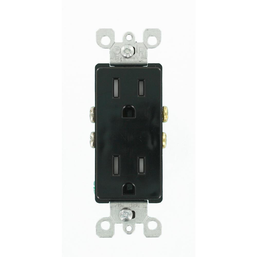 Decora 15 Amp Tamper Resistant Duplex Outlet, Black - Super Arbor