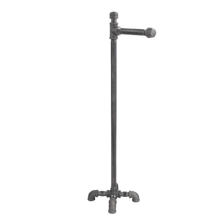 1/2 in. x 2.4 ft. L  Black Steel Pipe Freestanding Toilet Paper Holder Kit