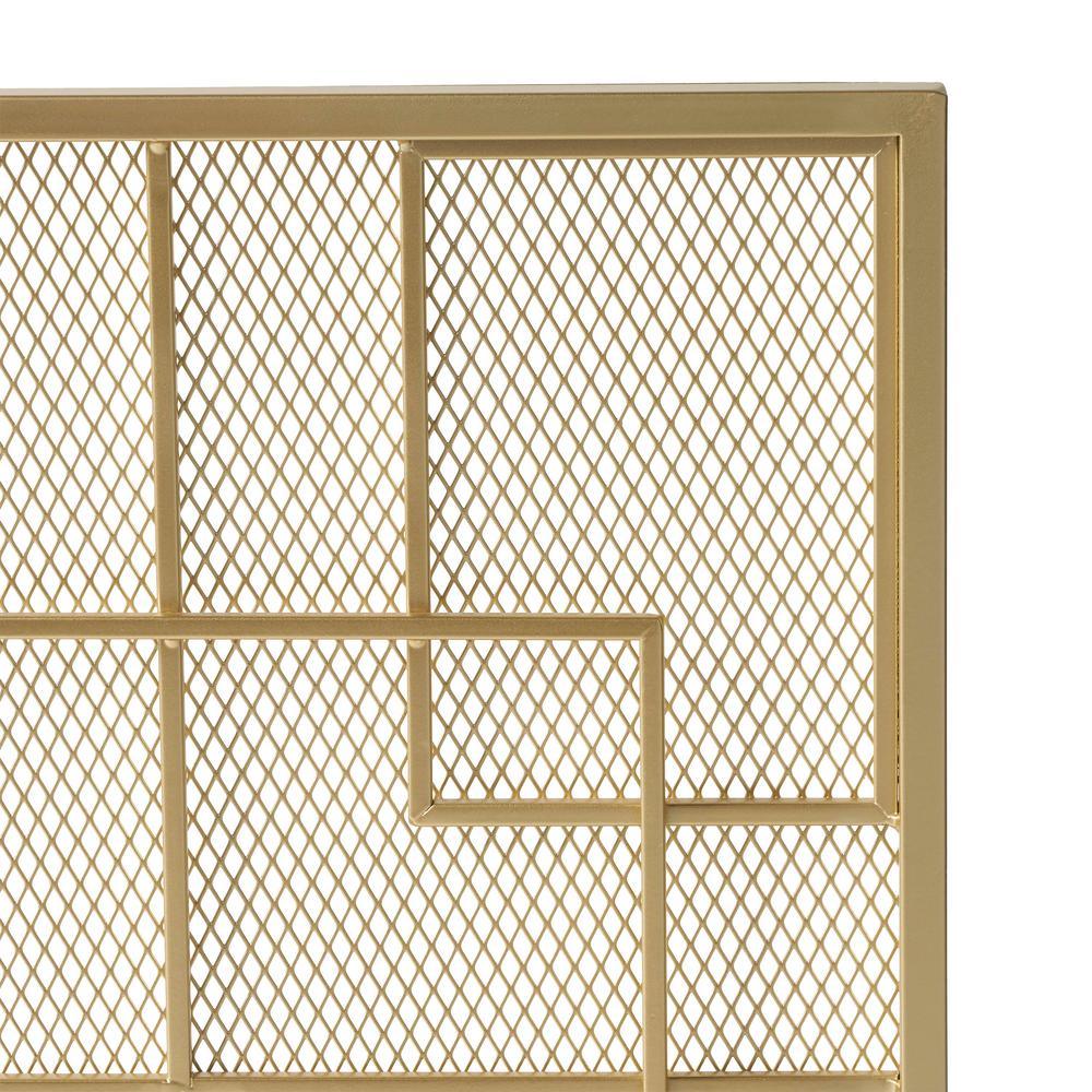 Alamance Modern Gold Single Panel Iron Fire Screen - Super Arbor