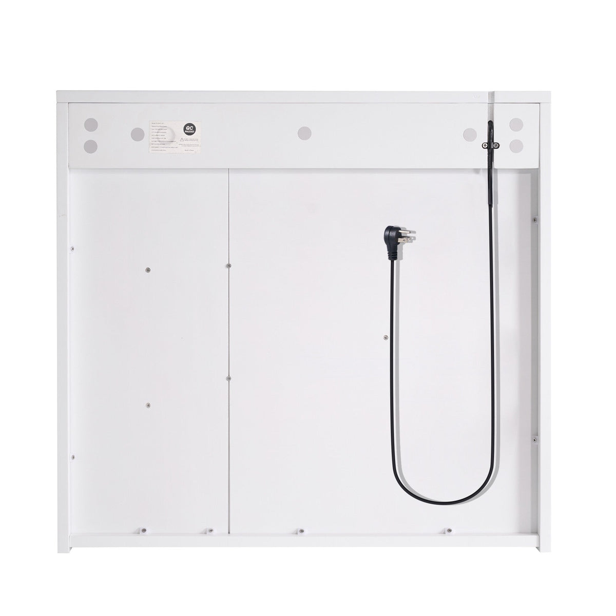 WELLFOR FLORA Solid Wood 30-in x 28-in Lighted LED Surface Mount White Mirrored Soft Close Medicine Cabinet