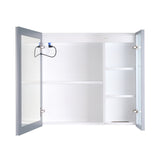 WELLFOR FLORA Solid Wood 30-in x 28-in Lighted LED Surface Mount White Mirrored Soft Close Medicine Cabinet