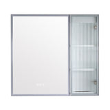 WELLFOR FLORA Solid Wood 30-in x 28-in Lighted LED Surface Mount White Mirrored Soft Close Medicine Cabinet