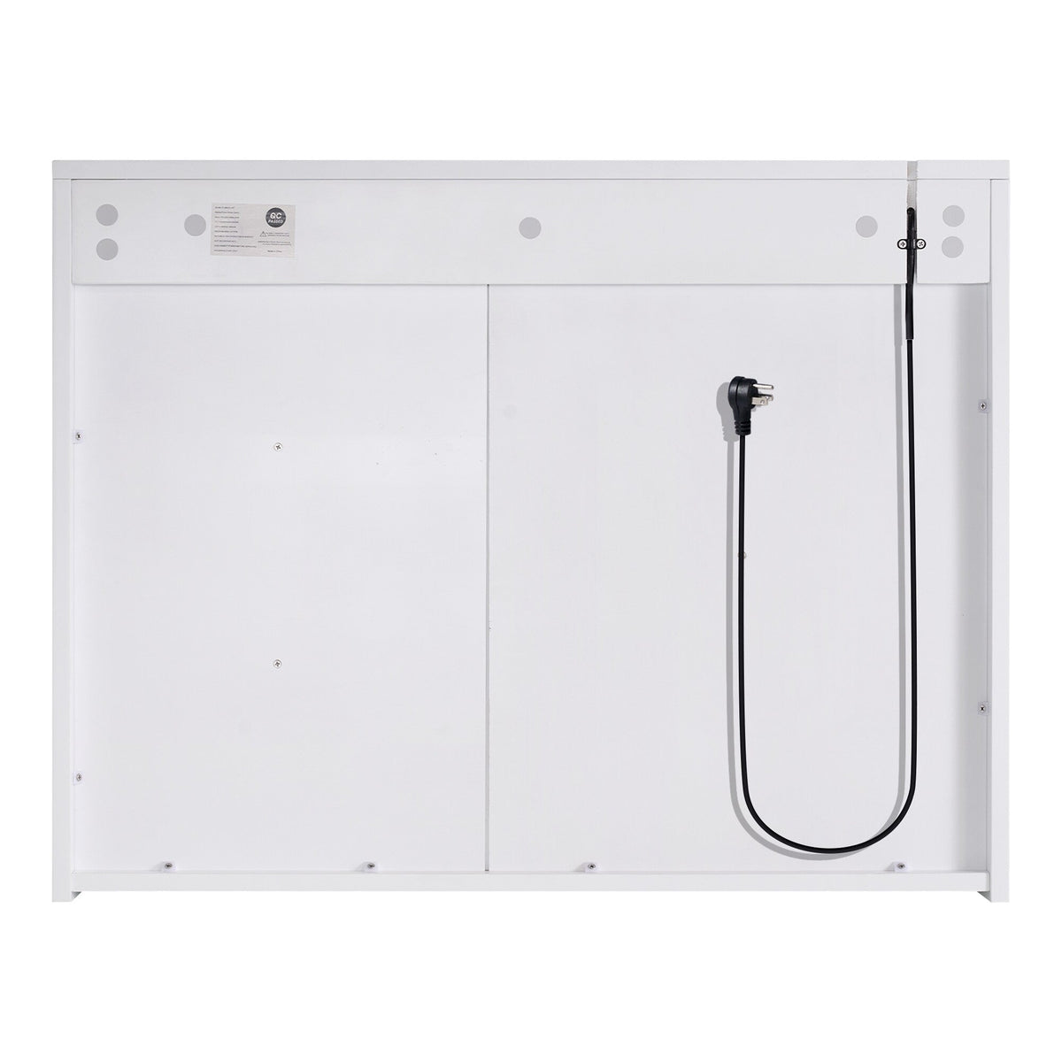 WELLFOR FLORA Solid Wood 36-in x 28-in Lighted LED Surface Mount White Mirrored Soft Close Medicine Cabinet