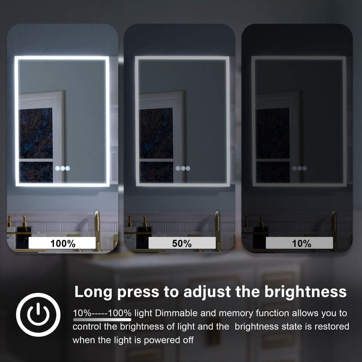 WELLFOR FLORA Solid Wood 36-in x 28-in Lighted LED Surface Mount White Mirrored Soft Close Medicine Cabinet
