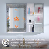 WELLFOR FLORA Solid Wood 36-in x 28-in Lighted LED Surface Mount White Mirrored Soft Close Medicine Cabinet