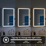 WELLFOR FLORA Solid Wood 36-in x 28-in Lighted LED Surface Mount White Mirrored Soft Close Medicine Cabinet