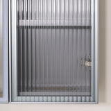 WELLFOR FLORA Solid Wood 30-in x 28-in Lighted LED Surface Mount Gray Mirrored Soft Close Medicine Cabinet