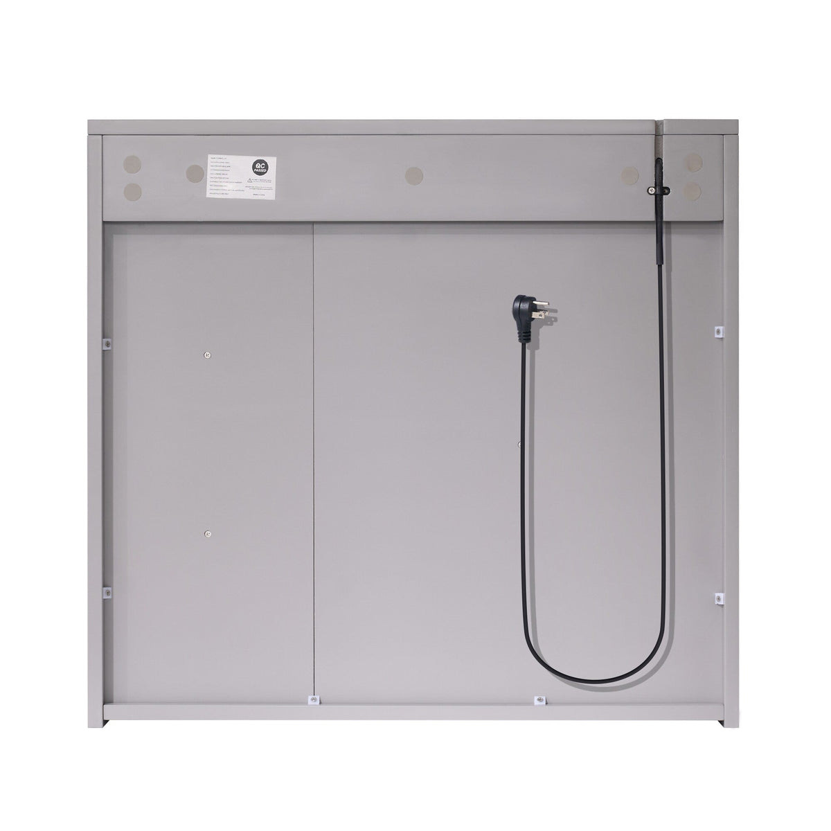 WELLFOR FLORA Solid Wood 30-in x 28-in Lighted LED Surface Mount Gray Mirrored Soft Close Medicine Cabinet