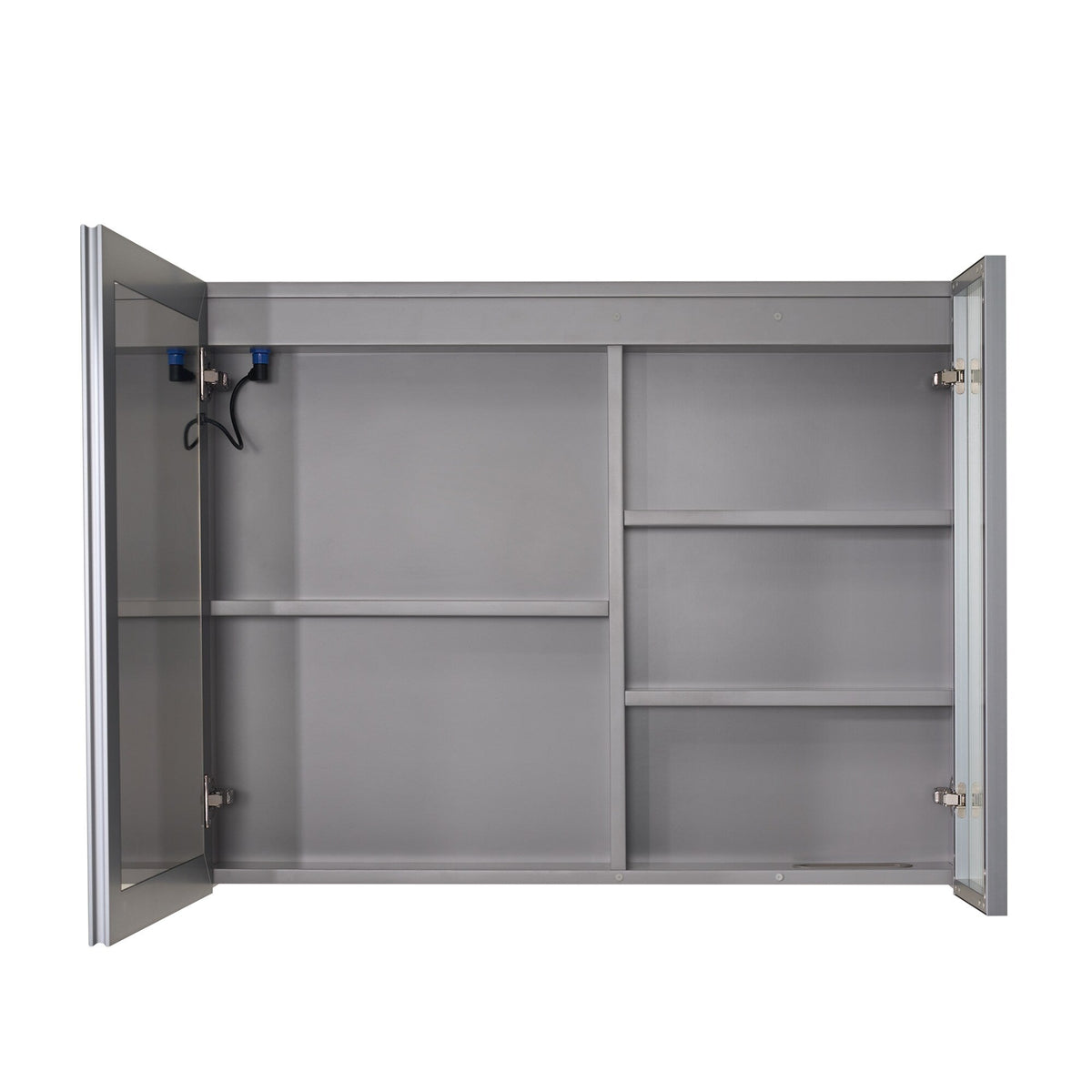 WELLFOR FLORA Solid Wood 36-in x 28-in Lighted LED Surface Mount Gray Mirrored Soft Close Medicine Cabinet