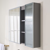 WELLFOR FLORA Solid Wood 36-in x 28-in Lighted LED Surface Mount Gray Mirrored Soft Close Medicine Cabinet