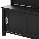SINOFURN Craftsman 35.4-in Black Wood Hall Tree