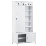 SINOFURN Craftsman 35.4-in White Wood Hall Tree