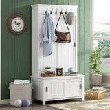 SINOFURN Craftsman 35.4-in White Wood Hall Tree