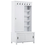 SINOFURN Craftsman 35.4-in White Wood Hall Tree