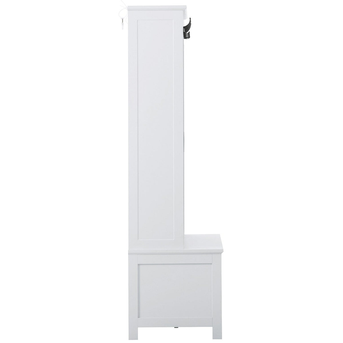 SINOFURN Craftsman 35.4-in White Wood Hall Tree