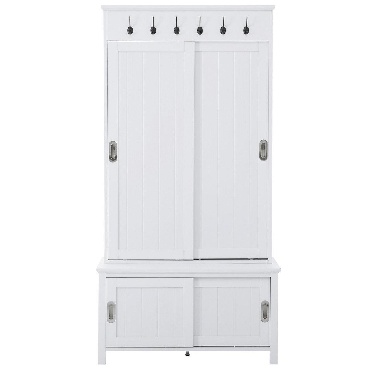 SINOFURN Craftsman 35.4-in White Wood Hall Tree