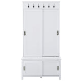 SINOFURN Craftsman 35.4-in White Wood Hall Tree