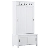 SINOFURN Craftsman 35.4-in White Wood Hall Tree