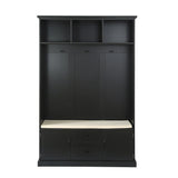 SINOFURN Coastal 47.2-in Black Wood Hall Tree