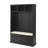 SINOFURN Coastal 47.2-in Black Wood Hall Tree
