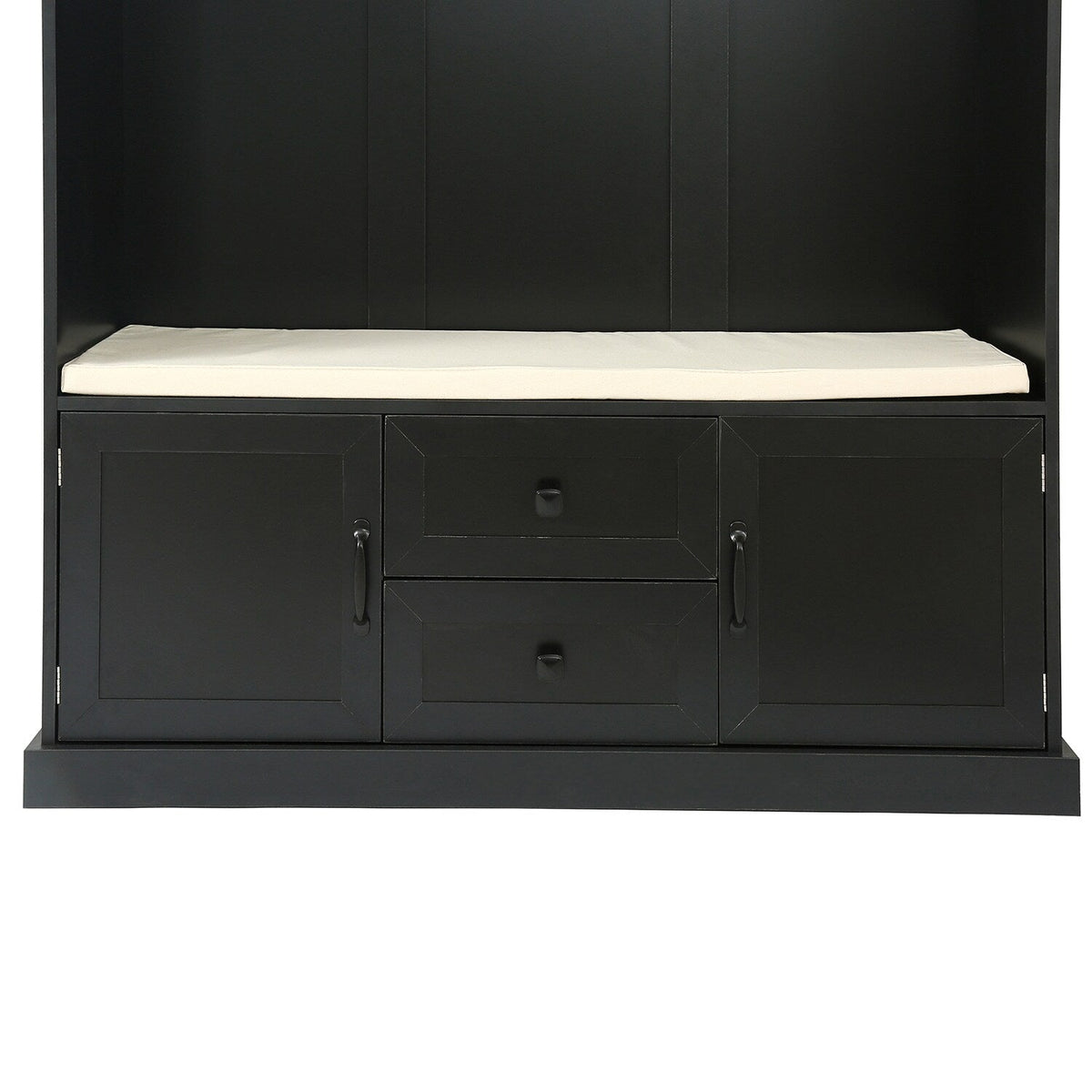 SINOFURN Coastal 47.2-in Black Wood Hall Tree
