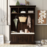 SINOFURN Coastal 47.2-in Brown Wood Hall Tree